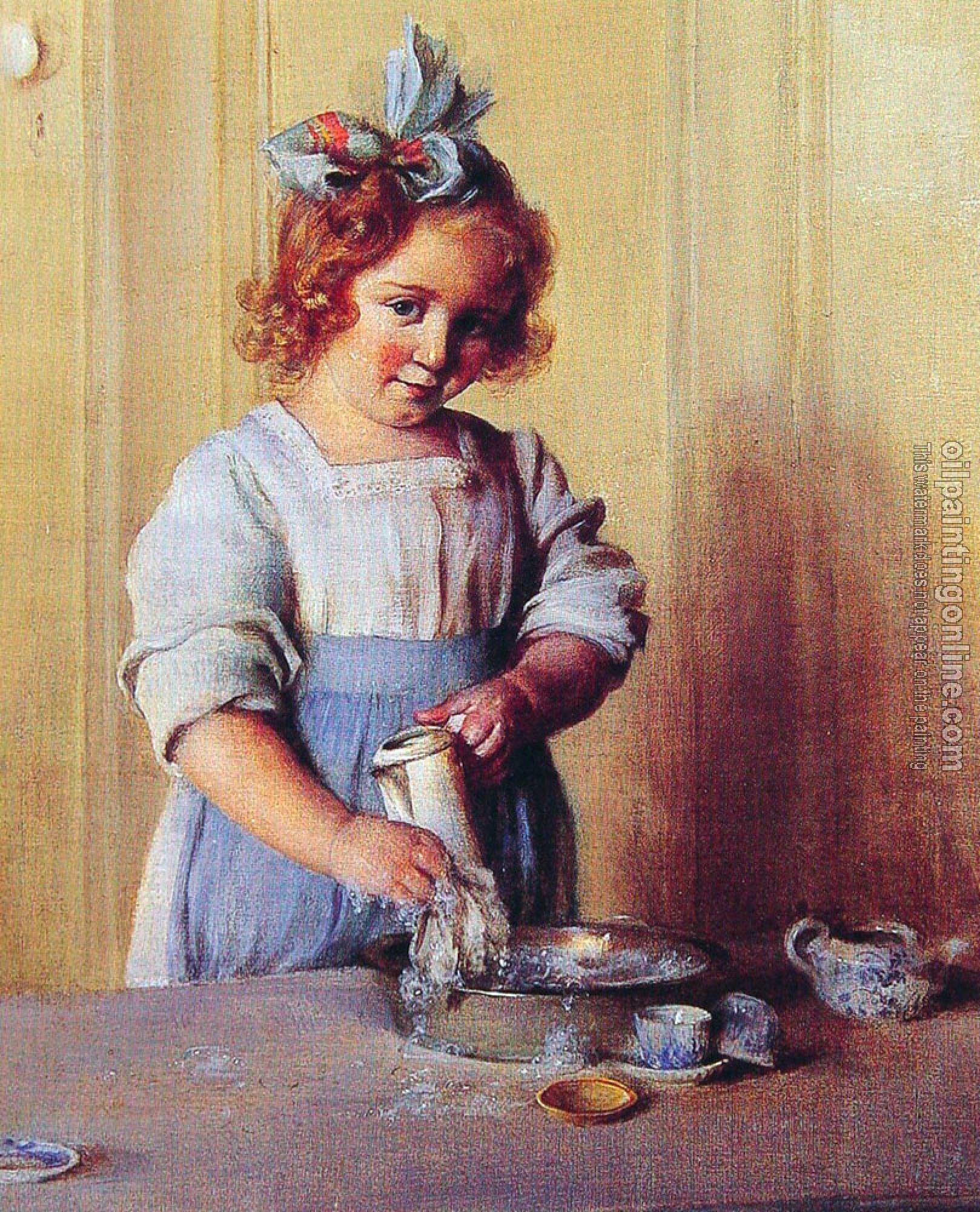 Charles Courtney Curran - Washing Dishes Emily and Her Tea Set